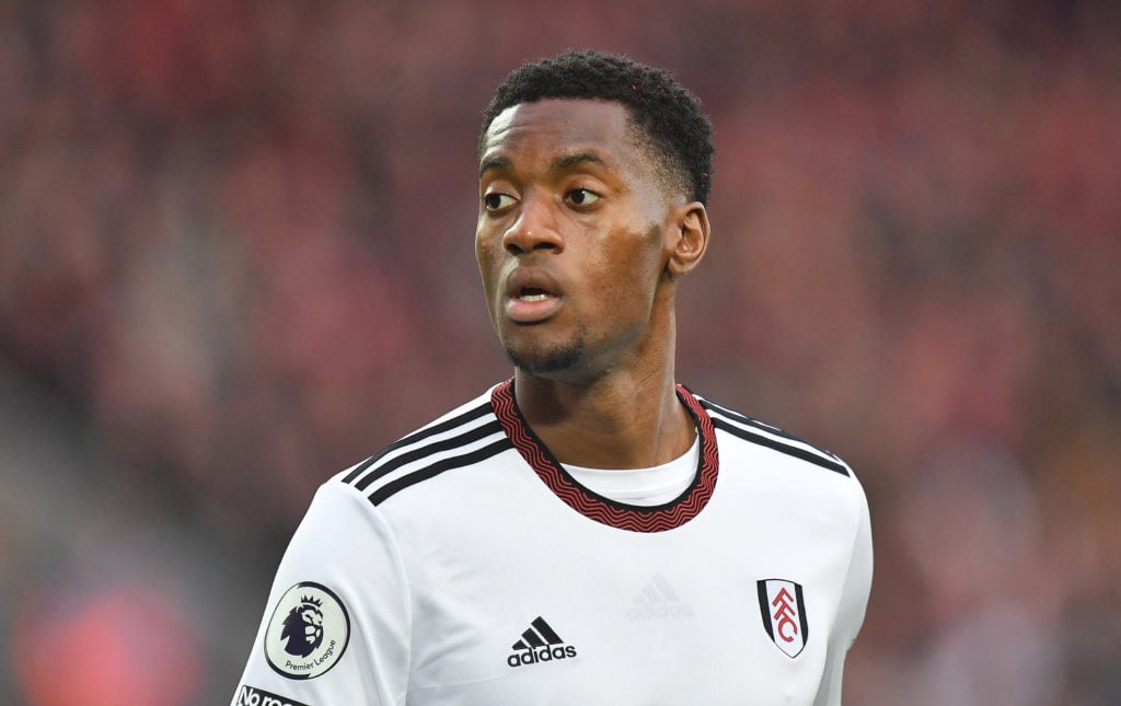 Fulham's Tosin Adarabioyo during the Premier League match between Liverpool FC and Fulham FC at Anfield on May 3, 2023 in Liverpool, United Kingdom.