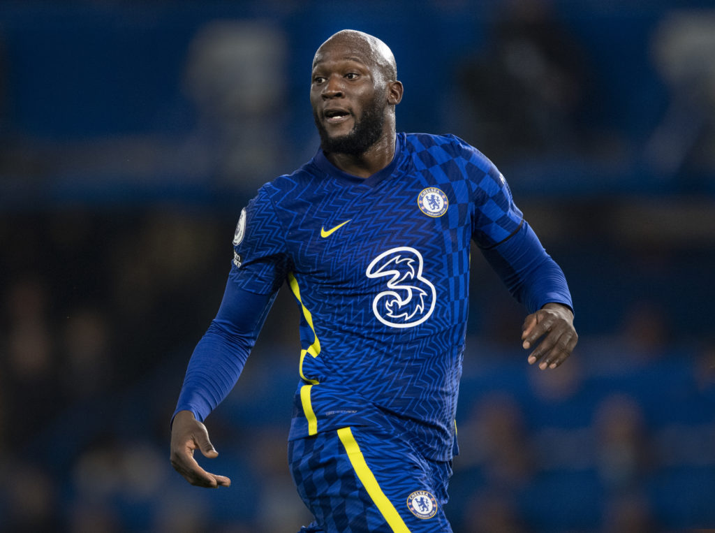 Romelu Lukaku playing for Chelsea.