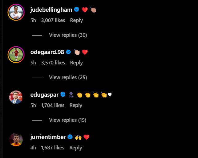 Replies to Bukayo Saka's IG post 1