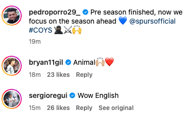 Bryan Gil impressed with Pedro Porro after Barcelona performance