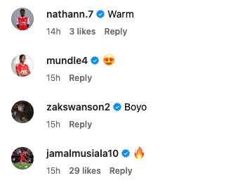Jamal Musiala impressed with Arsenal youngster Mika Biereth