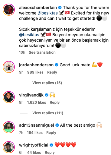 Jordan Henderson and Virgil van Dijk react to Alex Oxlade-Chamberlain finding new club after leaving Liverpool