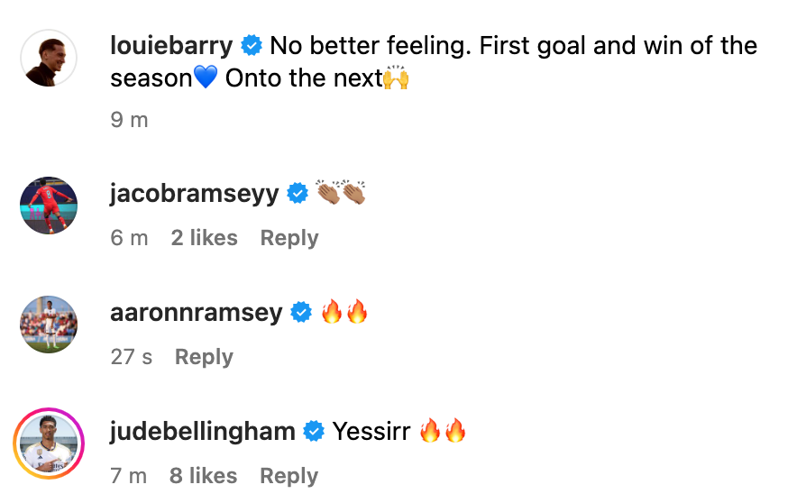 Jude Bellingham impressed with Aston Villa youngster Louie Barry