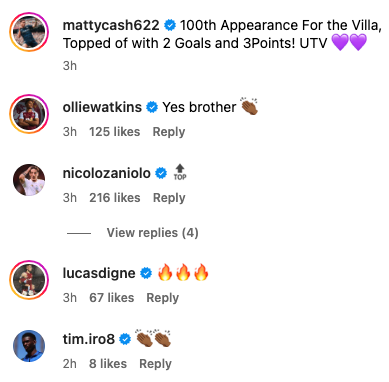 Nicolo Zaniolo and Ollie Watkins impressed with Aston Villa star Matty Cash