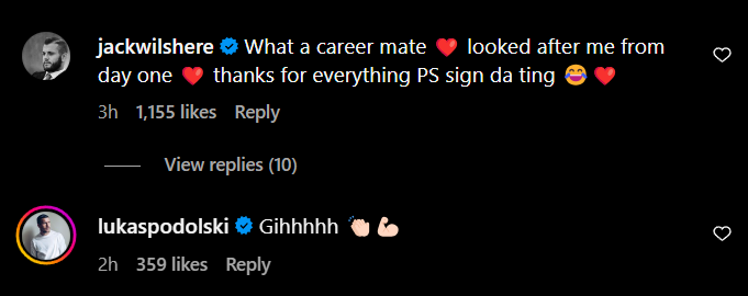 Screengrab of replies under Theo Walcott's Instagram post