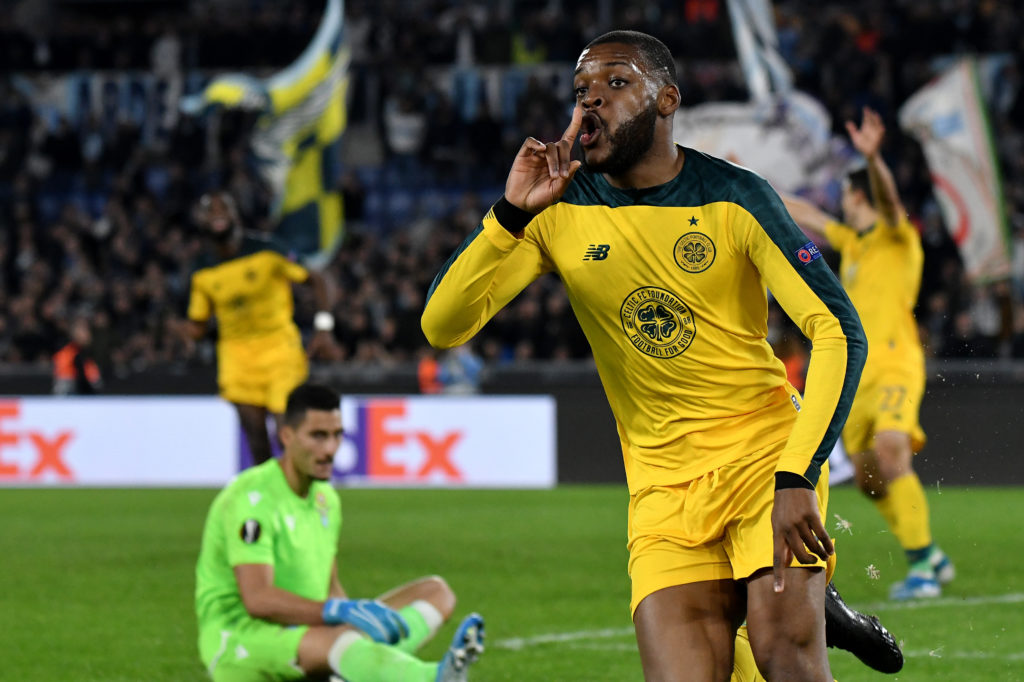 Olivier Ntcham of Celtic celebrates after scoring the...