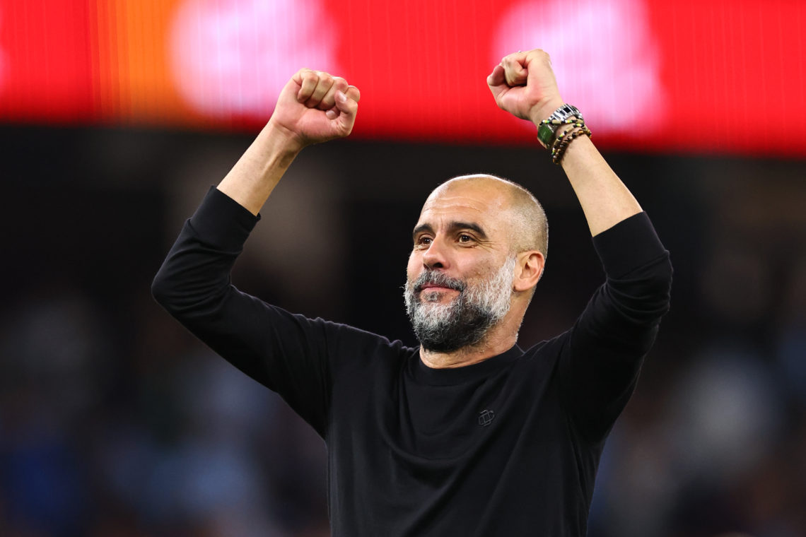 Pep Guardiola the head coach / manager of Manchester City during the Premier League match between Manchester City and Newcastle United at Etihad St...