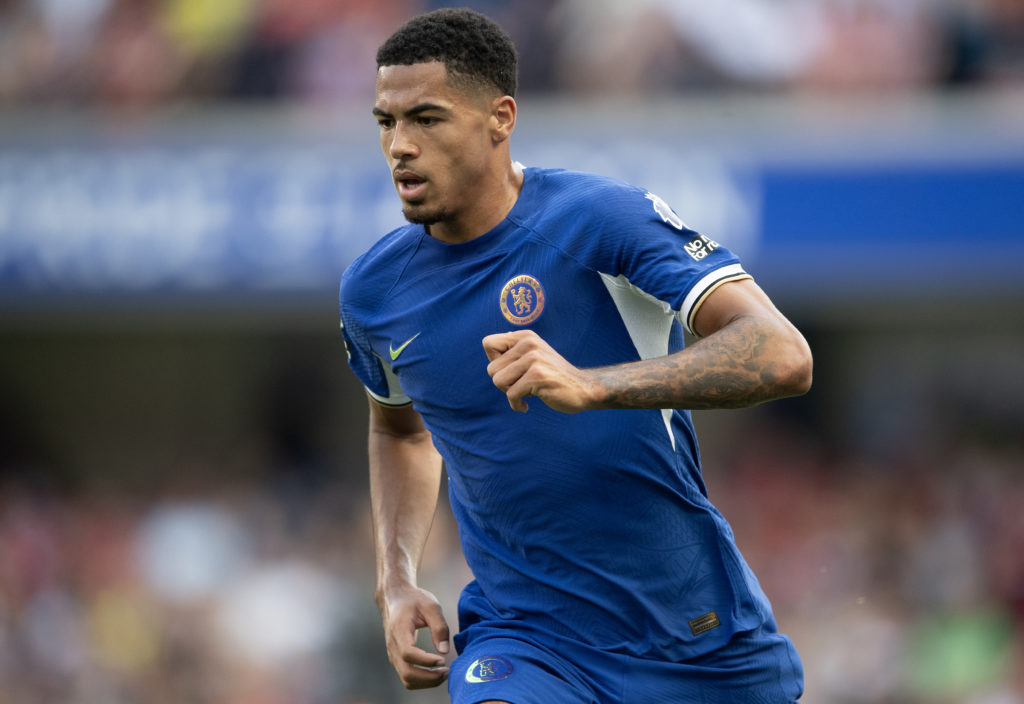 Levi Colwill of Chelsea FC during the Premier League match between Chelsea FC and Nottingham Forest at Stamford Bridge on September 02, 2023 in Lon...