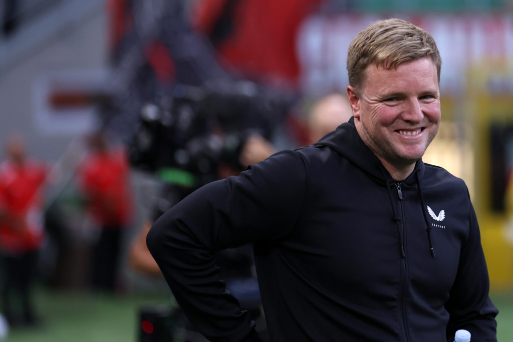 Eddie Howe, head coach of Newcastle United Fc , looks on