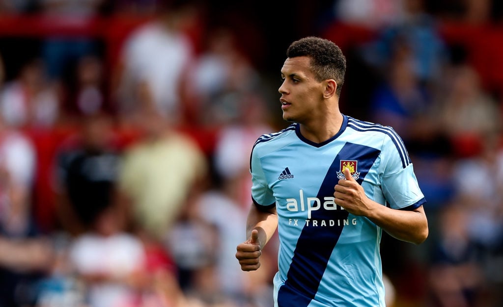 Ravel Morrison of West Ham looks on during the Pre Season Friendly match between Stevenage and West Ham United at The Lamex Stadium on July 12, 201...