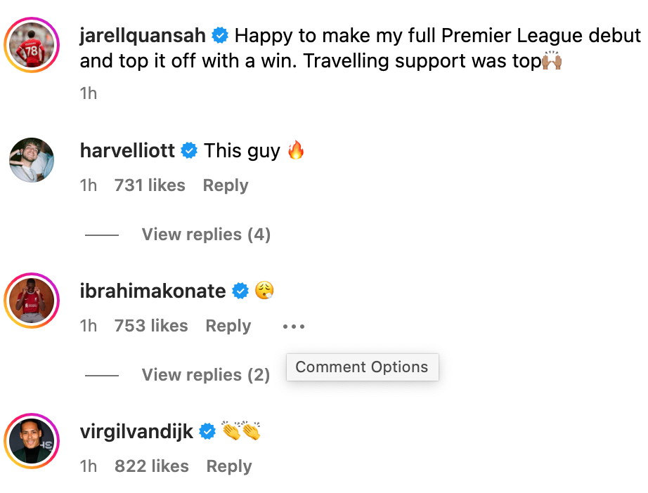 Virgil van Dijk impressed with Jarell Quansah against Wolves