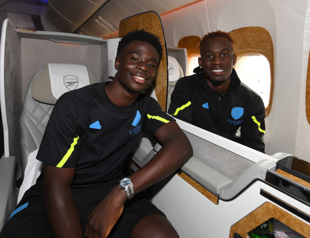 The Arsenal Squad Board the Team Flight to Washington for their Pre-season Tour of the USA