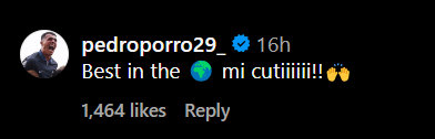Screengrab of Tottenham's Pedro Porro's reply to Cristian Romero's Instagram post