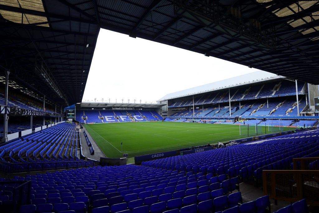 A general view inside the stadium during the Premier League match between Everton and West Ham United at Goodison Park on October 17, 2021 in Liver...