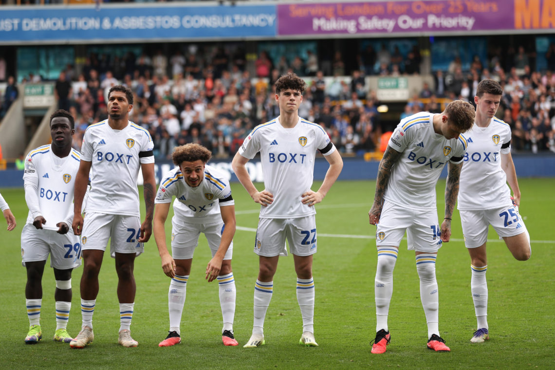 L-R Wilfried Gnonto, Georginio Rutter, Ethan Ampadu, Archie Gray, Joe Rodon and Sam Byram of Leeds United during the Sky Bet Championship match bet...
