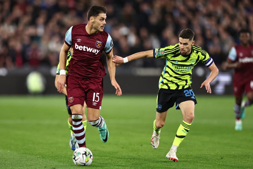 Kostas Mavropanos in West Ham action