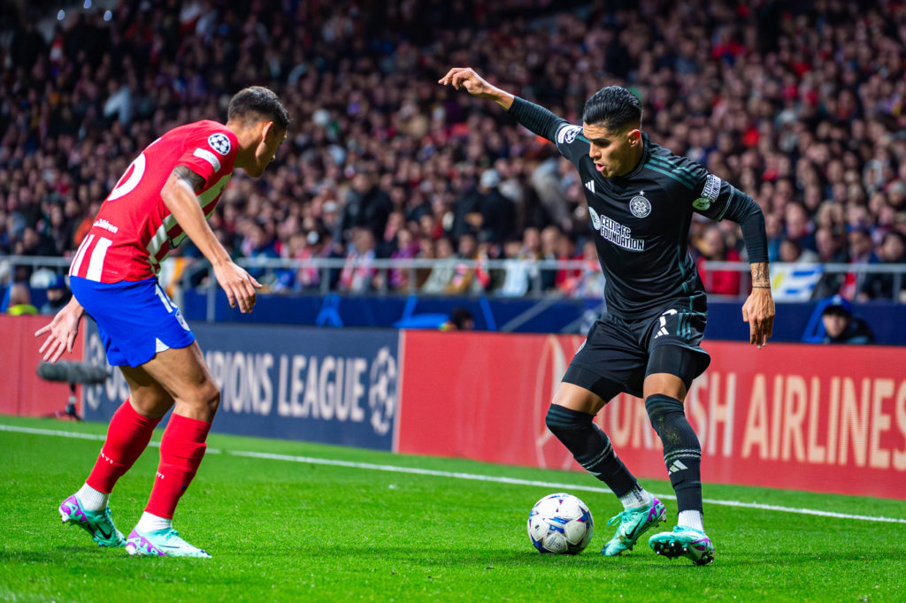 Luis Palma (Celtic) (R) in action against Nahuel Molina (