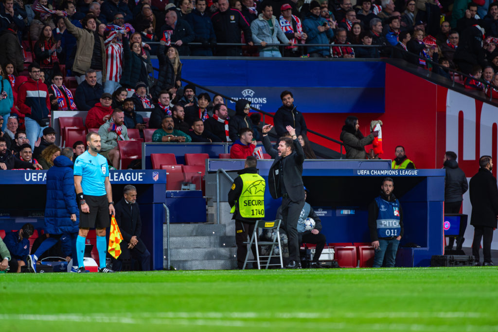 Diego Pablo Simeone (Atletico Madrid) seen celebrating their