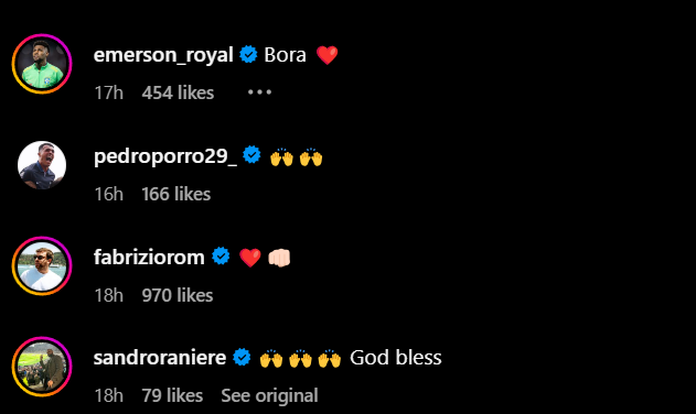 Screengrab of replies under Richarlison's Instagram post