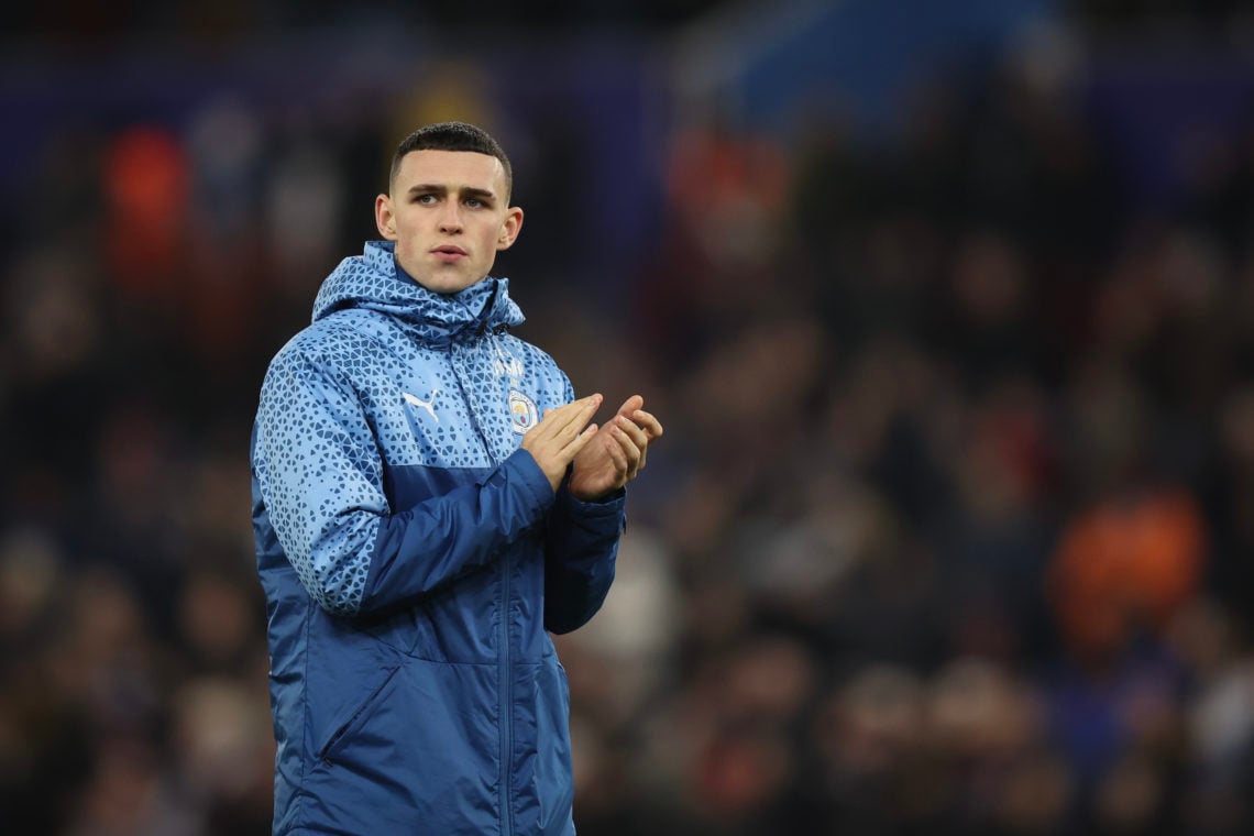 Phil Foden of Manchester City during the Premier League match between Aston Villa and Manchester City at Villa Park on December 6, 2023 in Birmingh...