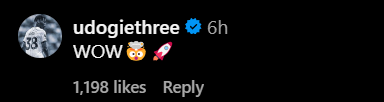 Screengrab of replies under Tottenham's Pedro Porro's Instagram post
