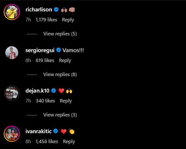 Dejan Kulusevski, Richarlison and others reply to Ivan Perisic after he left Tottenham for Hajduk Split