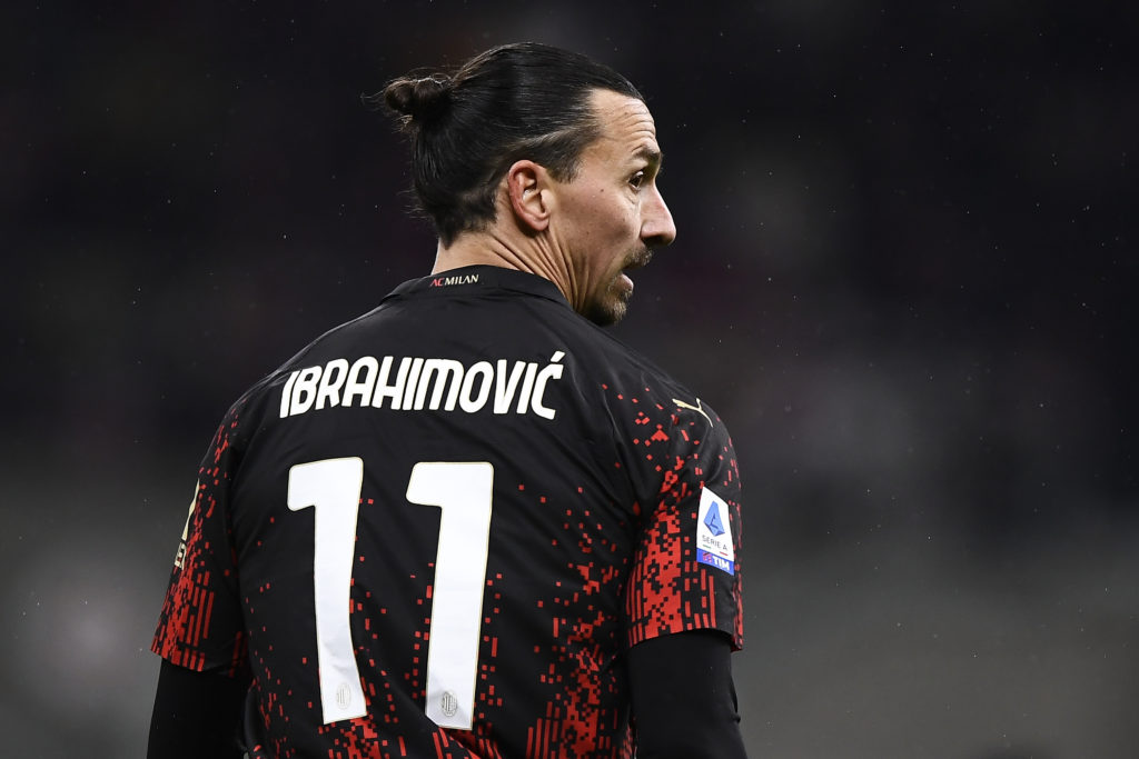 Zlatan Ibrahimovic of AC Milan looks on during the Serie A