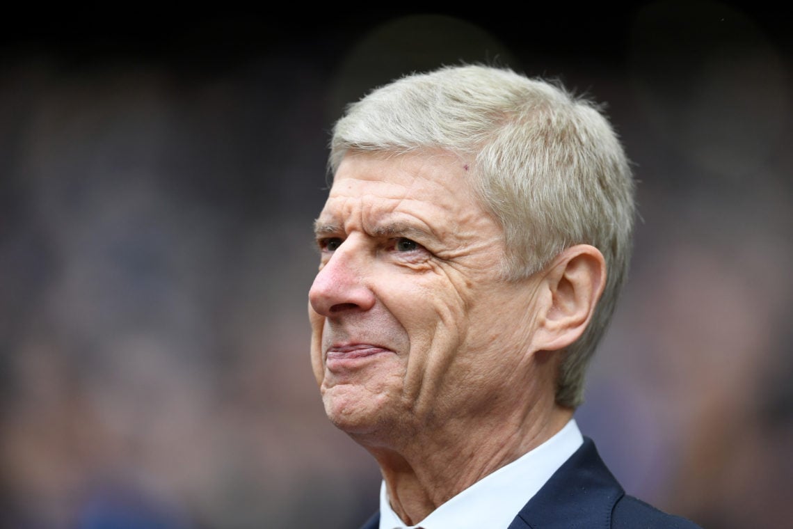 Arsene Wenger of Arsenal looks on during the Premier League match between Tottenham Hotspur and Arsenal at Wembley Stadium on February 10, 2018 in ...