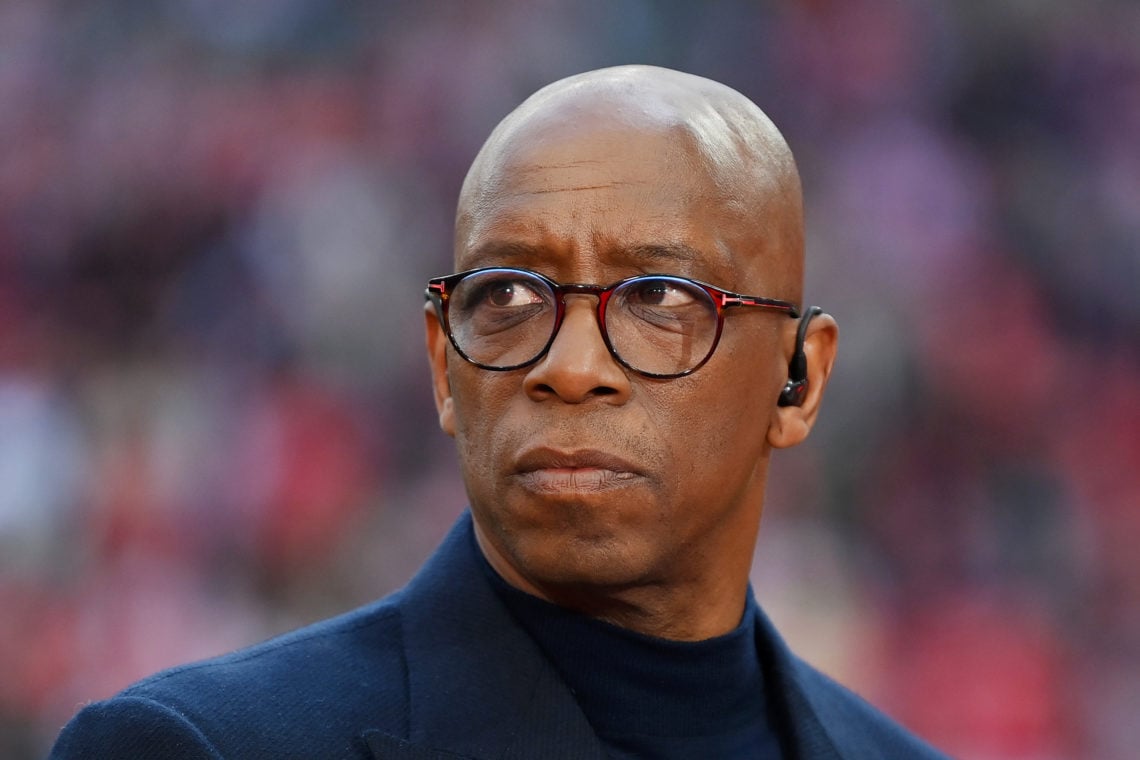 Presenter, Ian Wright looks on prior to the Emirates FA Cup Semi Final match between Manchester City and Sheffield United at Wembley Stadium on Apr...
