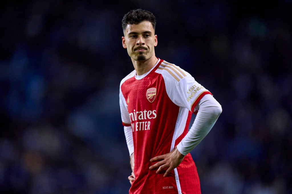 Gabriel Martinelli of Arsenal FC looks on during the UEFA Champions League 2023/24 round of 16 first leg match between FC Porto and Arsenal FC at E...
