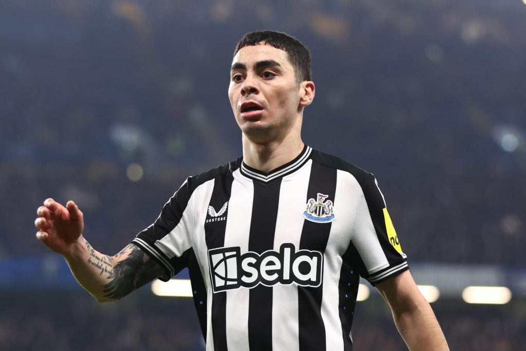 Miguel Almiron of Newcastle United during the Premier League match between Chelsea FC and Newcastle United at Stamford Bridge on March 11, 2024 in ...