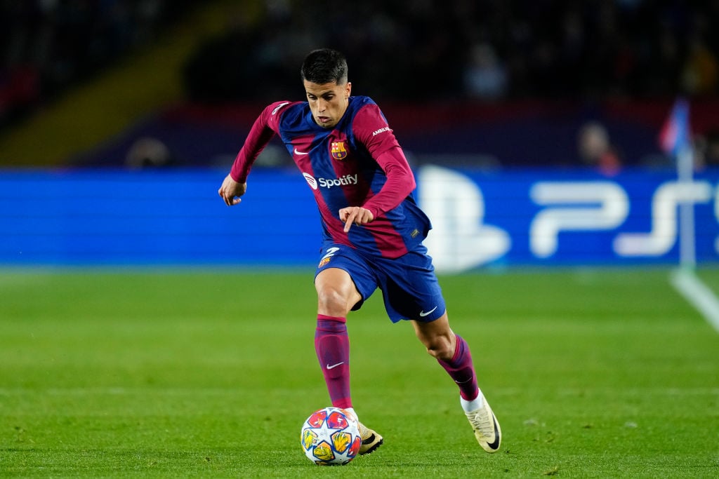Joao Cancelo right-back of Barcelona and Portugal in action during the UEFA Champions League 2023/24 round of 16 second leg match between FC Barcel...