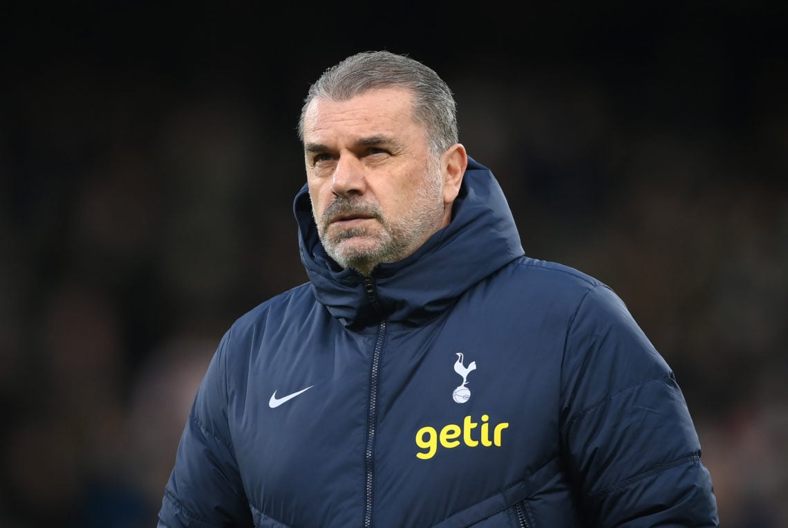 Ange Postecoglou, Manager of Tottenham Hotspur looks on during the Premier League match between Fulham FC and Tottenham Hotspur at Craven Cottage o...
