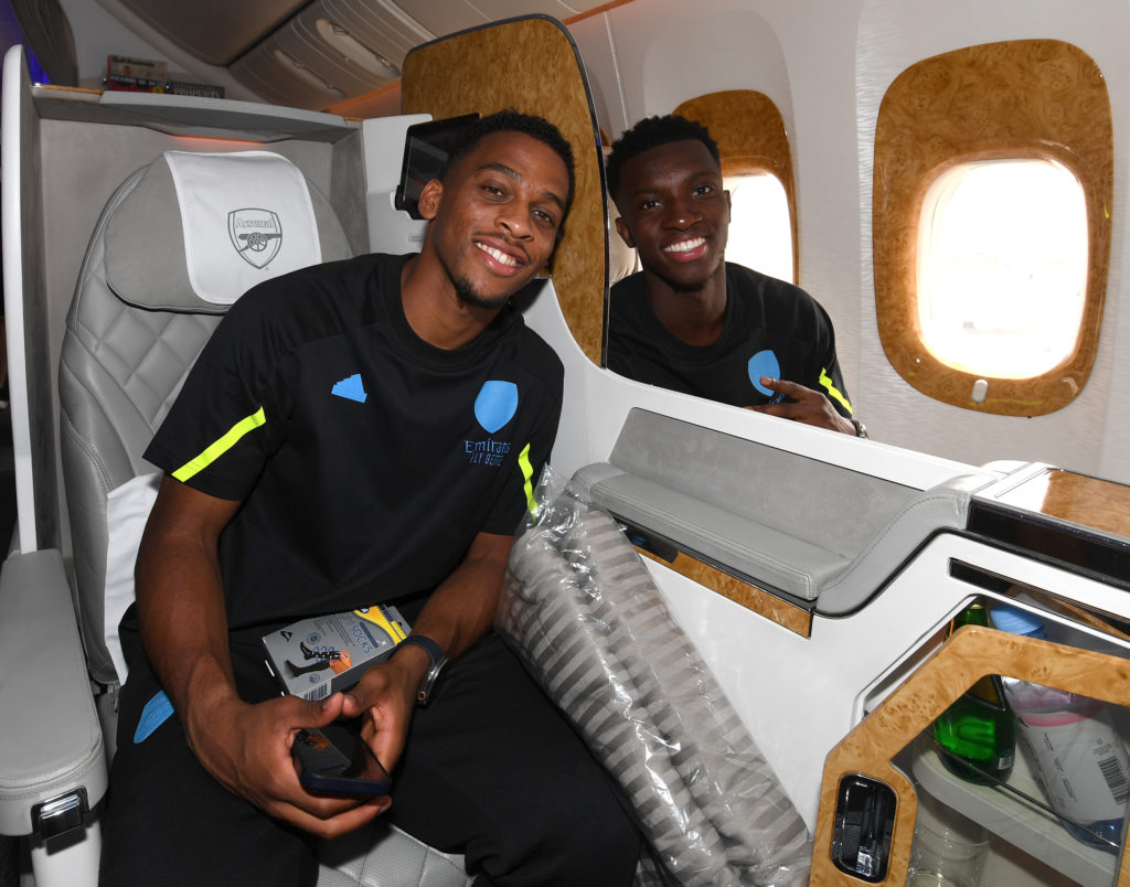 The Arsenal Squad Board the Team Flight to Washington for their Pre-season Tour of the USA