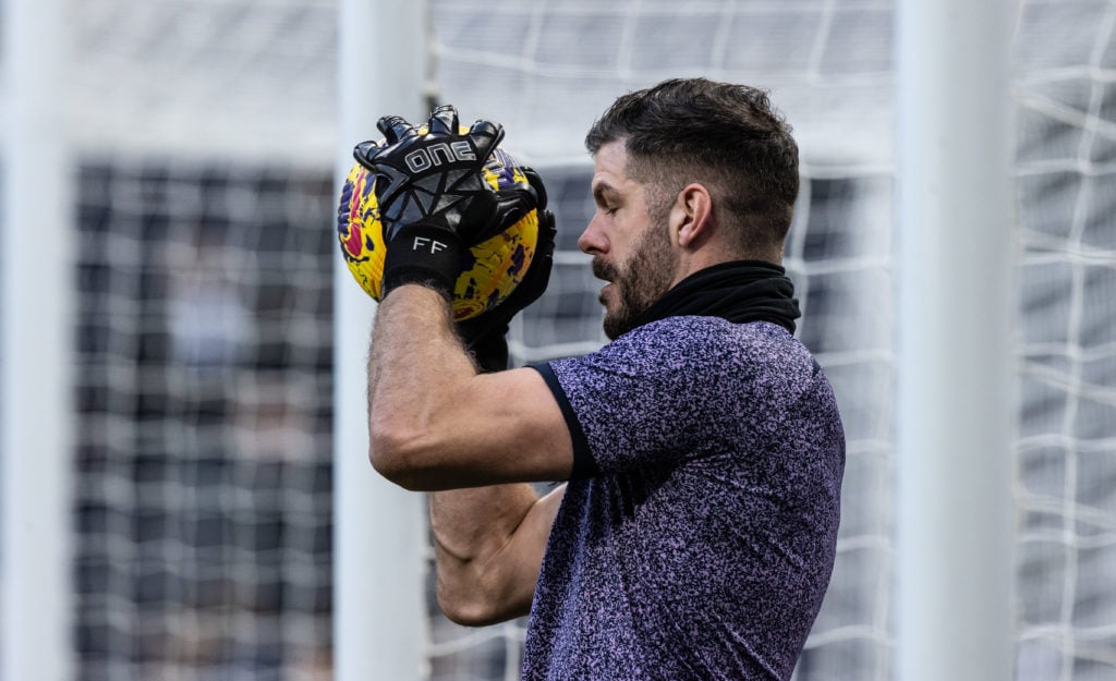 Tottenham Hotspur's Fraser Forster warming up before the match during the Premier League match between Tottenham Hotspur and AFC Bournemouth at Tot...