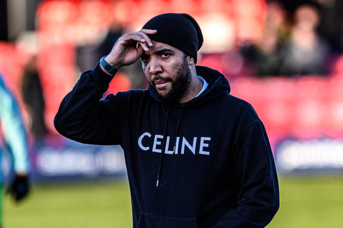 Forest Green Rovers' manager Troy Deeney is watching the Sky Bet League 2 match between Salford City and Forest Green Rovers at The Peninsula Stadi...