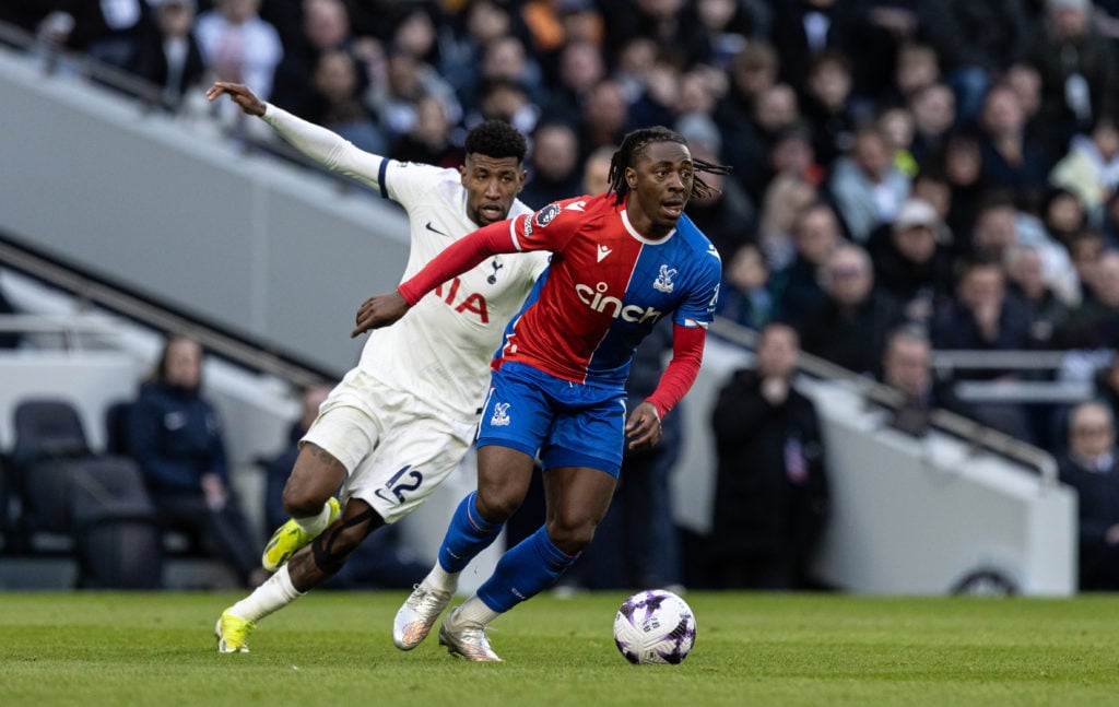 Tottenham Hotspur's Emerson (left) chasing down Crystal Palace's Eberechi Eze during the Premier League match between Tottenham Hotspur and Crystal...