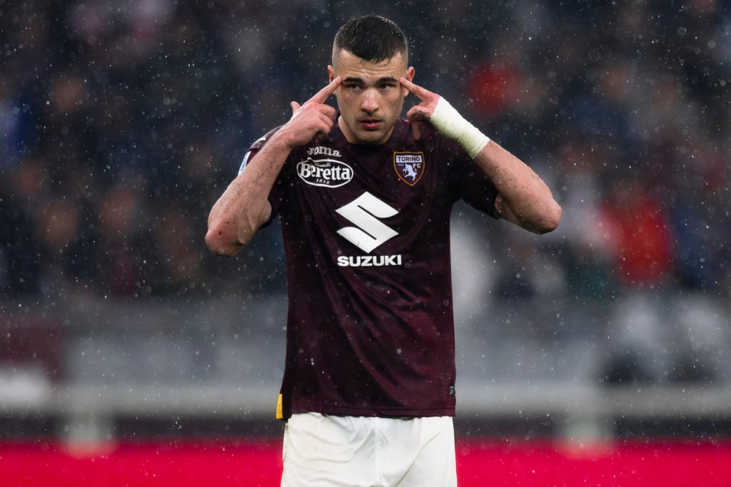 Alessandro Buongiorno of Torino FC gestures during the Serie