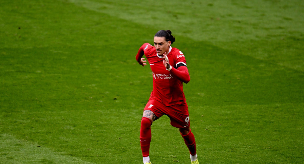 (THE SUN OUT, THE SUN ON SUNDAY OUT) Darwin Nunez of Liverpool during the Premier League match between Liverpool FC and Brighton & Hove Albion ...