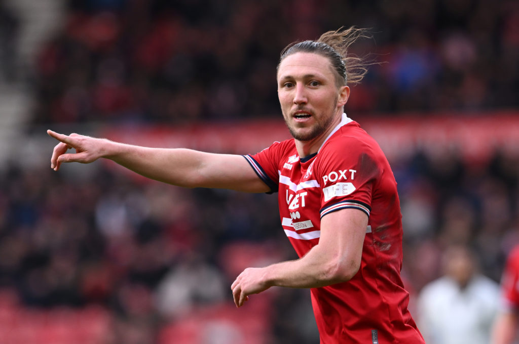 Middlesbrough player Luke Ayling in action during the Sky Bet Championship match between Middlesbrough and Sheffield Wednesday at Riverside Stadium...