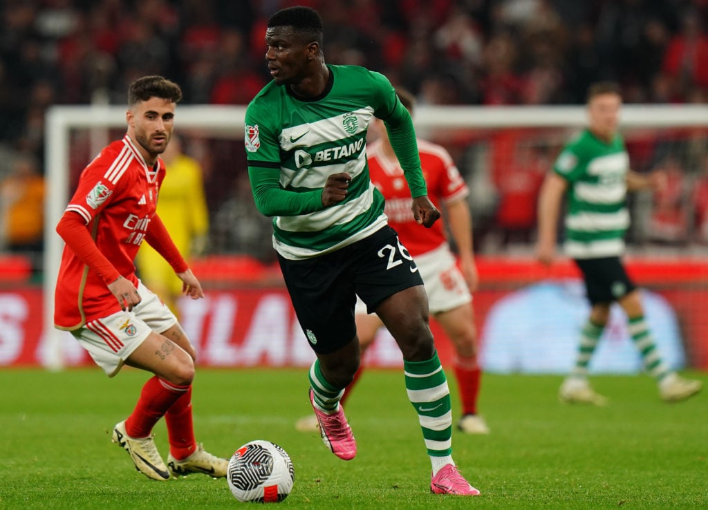 Ousmane Diomande of Sporting CP with Rafa Silva of SL Benfica in action during the Semi-Final second Leg - Portuguese Cup match between SL Benfica ...