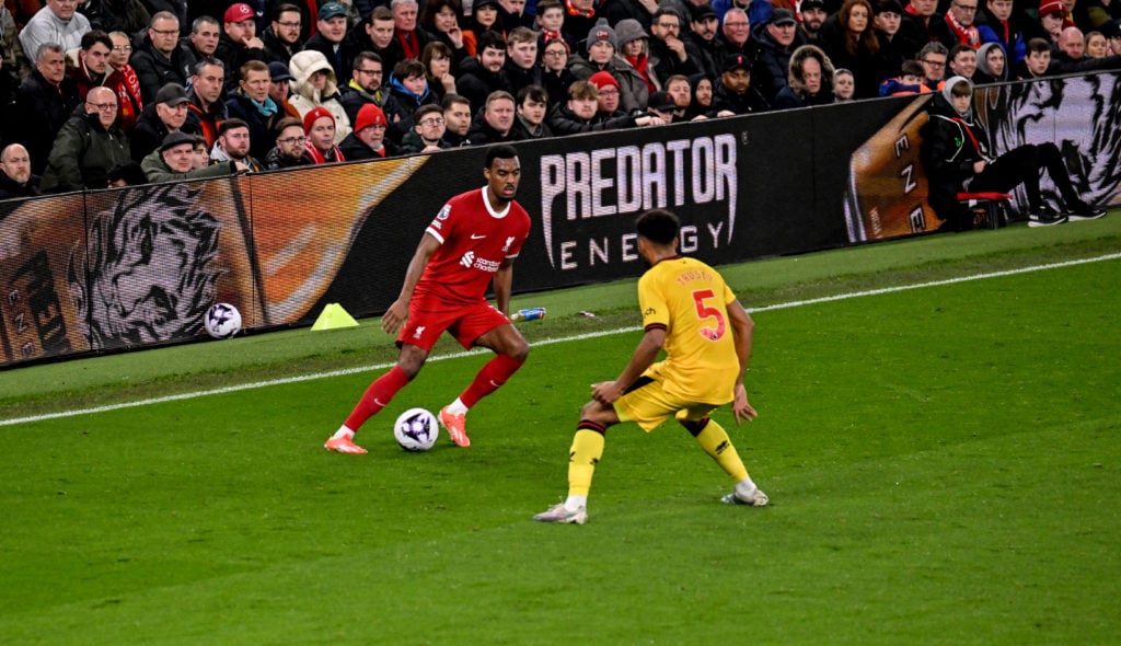 (THE SUN OUT, THE SUN ON SUNDAY OUT) Ryan Gravenberch of Liverpool during the Premier League match between Liverpool FC and Sheffield United at Anf...