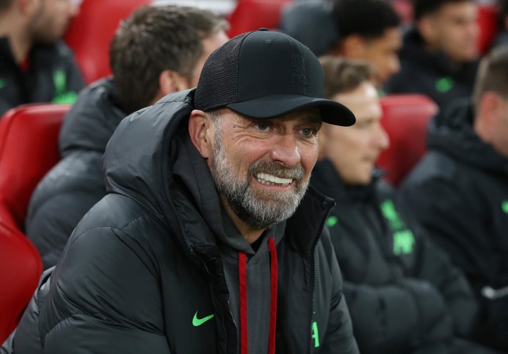 Jurgen Klopp Manager of Liverpool during the UEFA Europa League 2023/24 Quarter-Final first leg match between Liverpool FC and Atalanta at Anfield ...