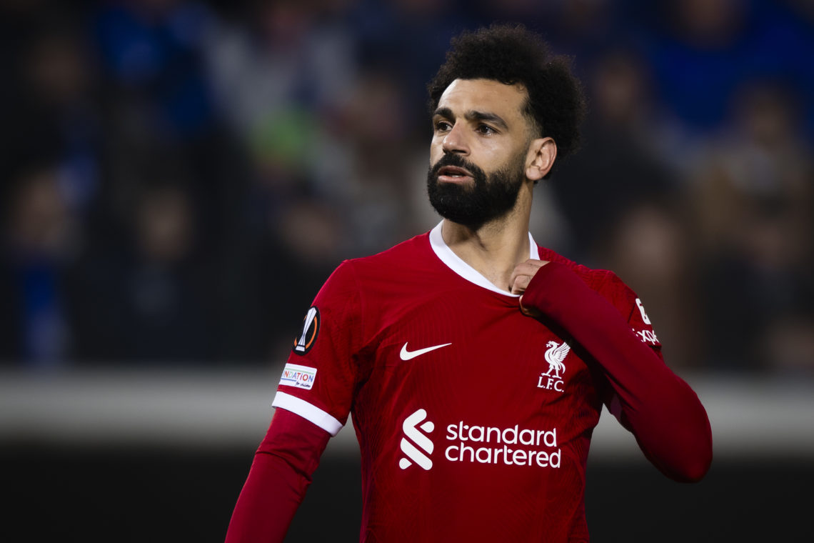 Mohamed Salah of Liverpool FC gestures during the UEFA Europa League quarter-final second leg football match between Atalanta BC and Liverpool FC. ...