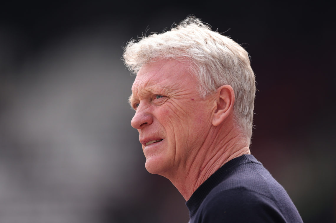 David Moyes, Manager of West Ham United during the Premier League match between West Ham United and Fulham FC at London Stadium on April 14, 2024 i...