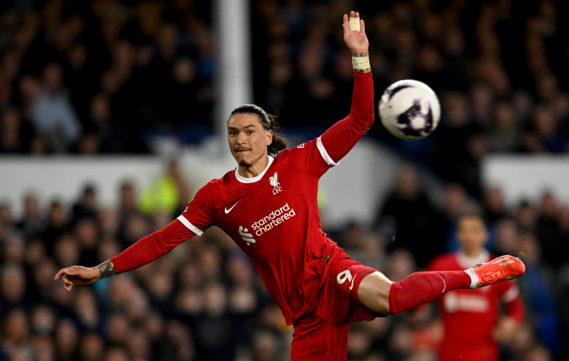 (THE SUN OUT, THE SUN ON SUNDAY OUT) Darwin Nunez of Liverpool during the Premier League match between Everton FC and Liverpool FC at Goodison Park...