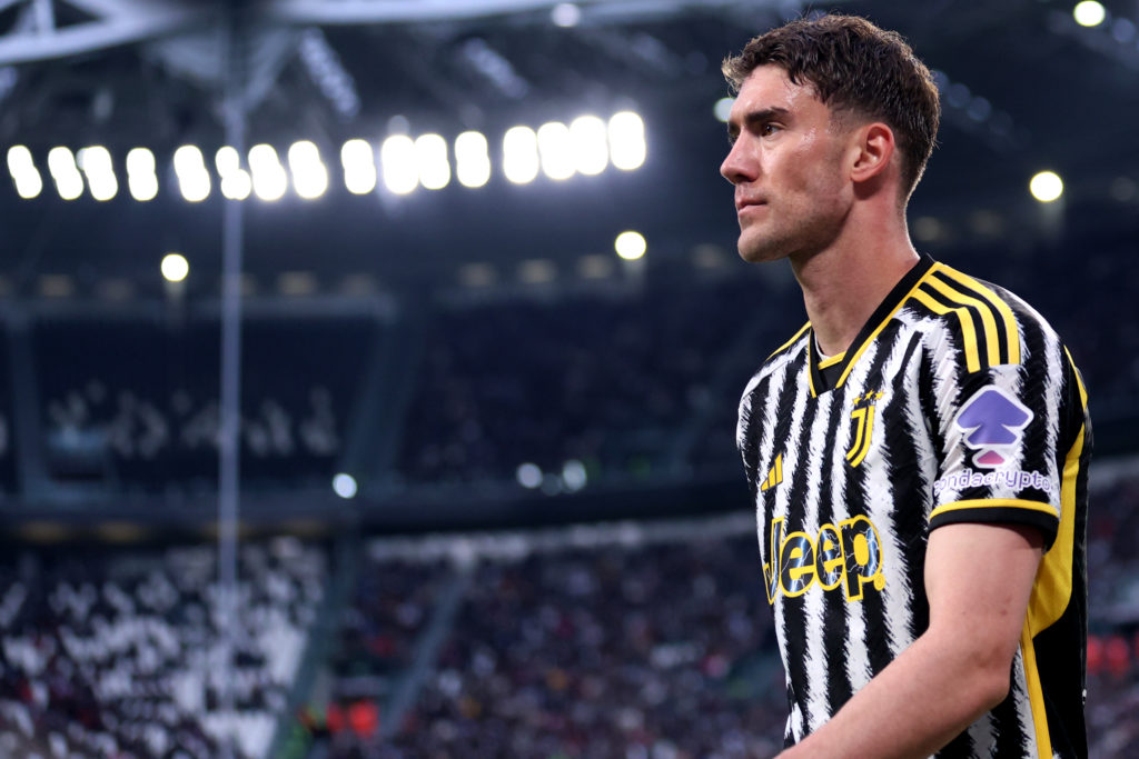 Dusan Vlahovic of Juventus Fc  looks on during the Serie A