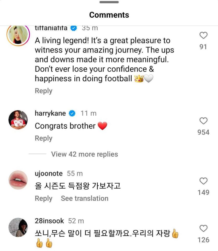 Tottenham legend Harry Kane congratulates Son Heung-min