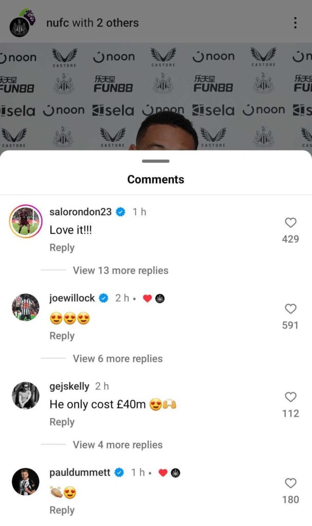 Salomon Rondon reacts to new Joelinton contract at Newcastle United