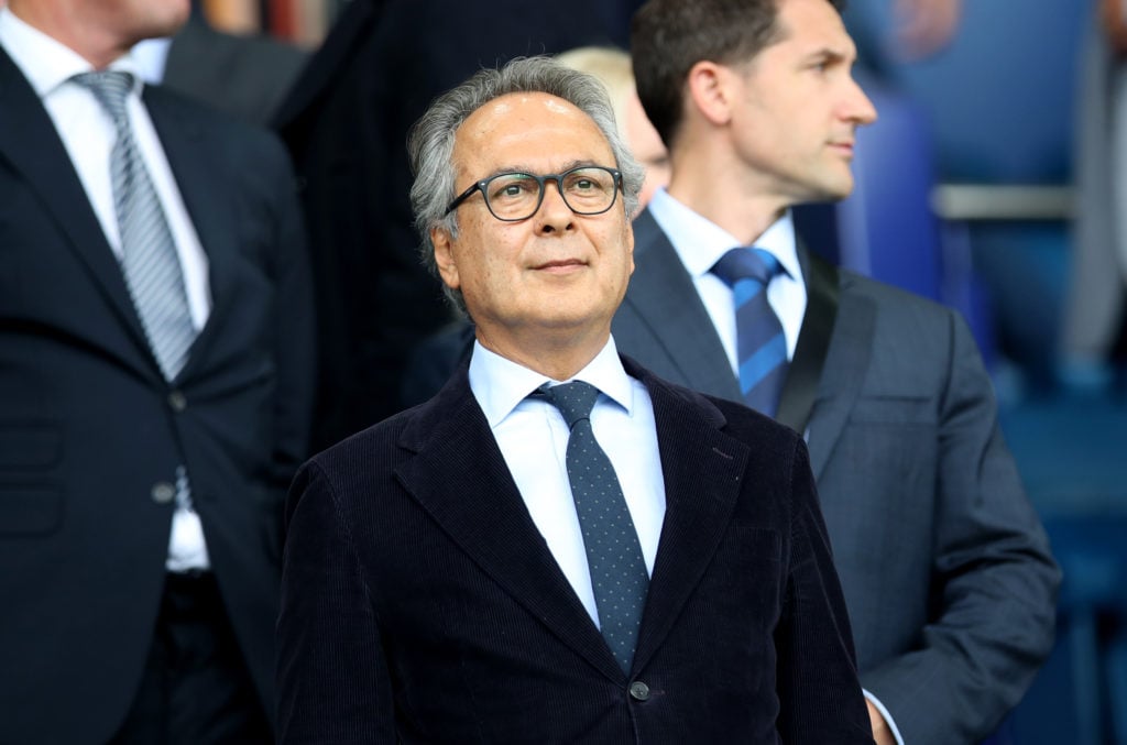 Everton Co-Owner, Farhad Moshiri looks on from the stands prior to the Premier League match between Everton FC and Huddersfield Town at Goodison Pa...